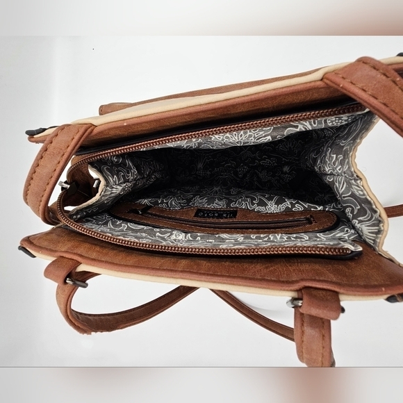 LIZ SOTO Brown/Taupe convertible bag backpack - Picture 2 of 15